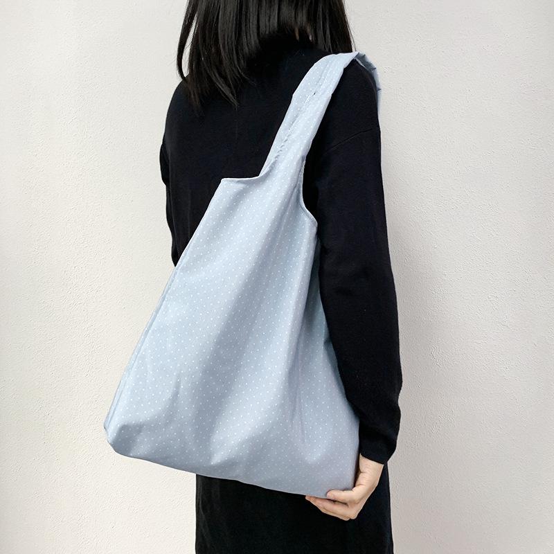Retro Polka Dot Canvas Tote Bag - Versatile, Large Capacity Shoulder Bag for Women and College Students