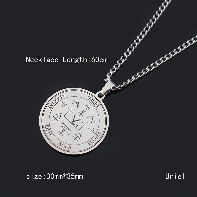 Nerezová ocel 7 Archandělů Amulet Přívěsek Náhrdelníky pro Muže Ženy Vintage Runový Vyvolávací Kouzelný Kruh Pečeť Štítek Krční Řetízek Šperky