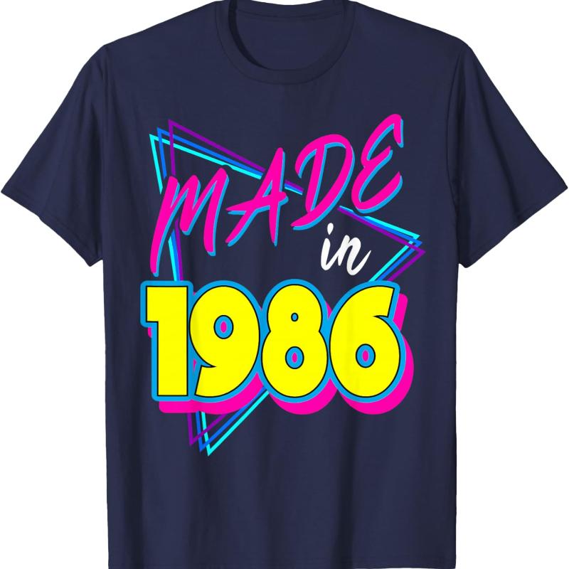 Made in 1986 35th Birthday Retro 35 Years Old 80s Vintage Crewneck TShirt Regular Short Sleeve Casual Printed Tshirt Tops
