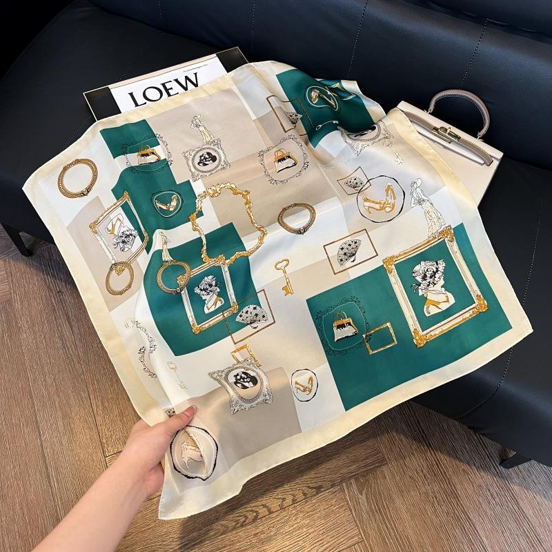 New silk scarf women's fashion versatile high-end small square scarf Korean version neck protection scarf spring and autumn retro scarf binding bag