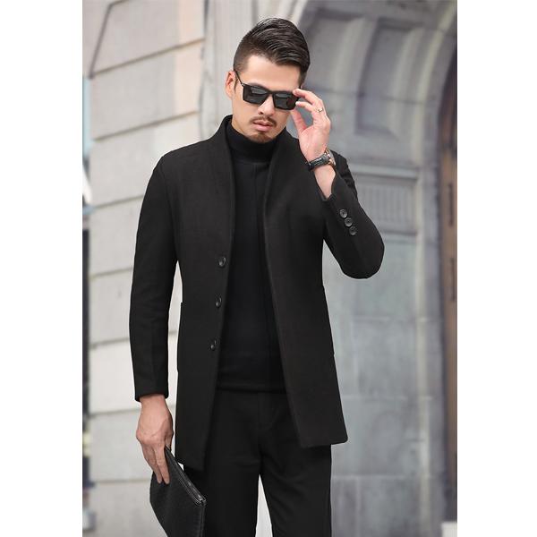 Buy Woolen Coat Men's Long Wool Coat 