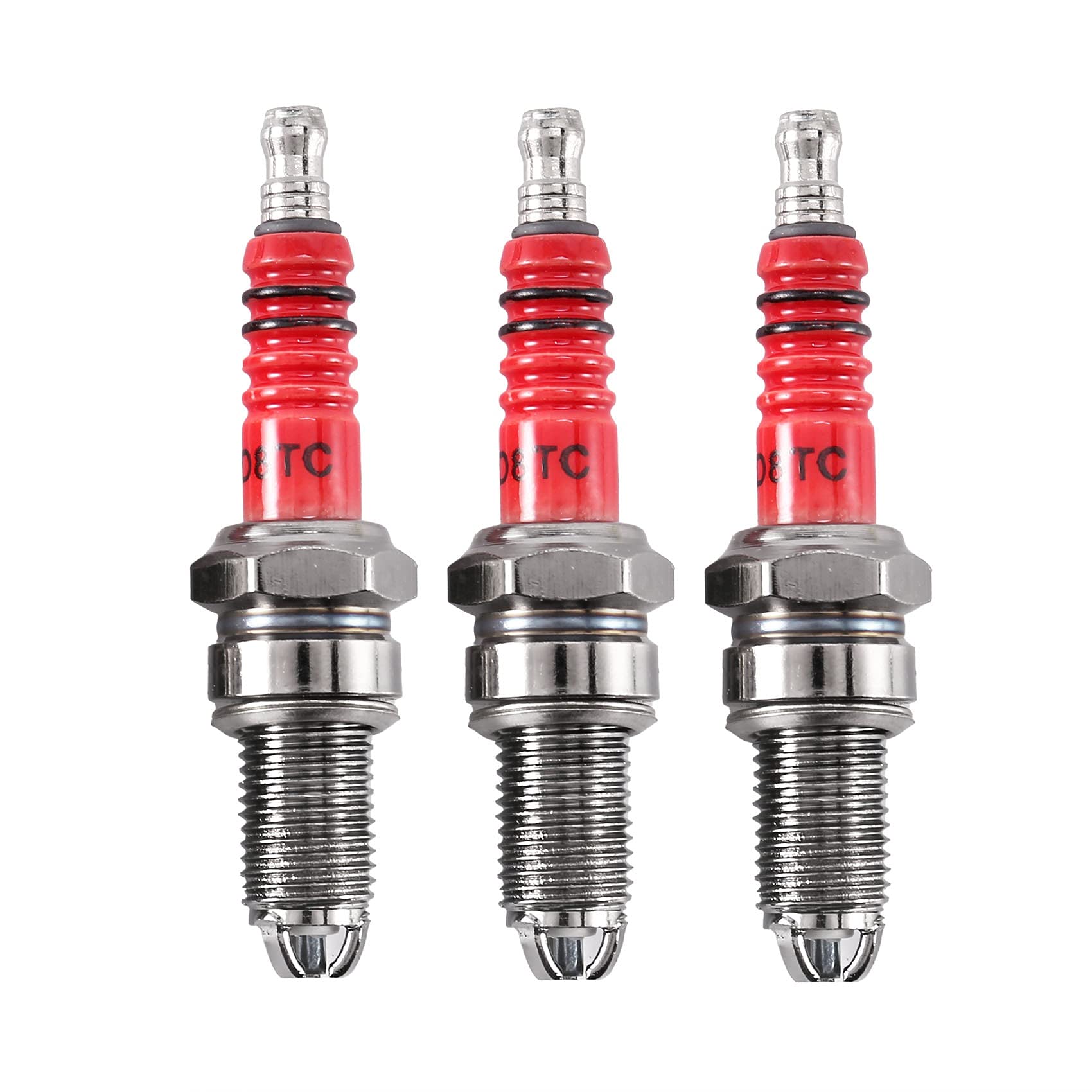 

Plouluyt 3pcs D8TC 3 Electrode Spark Plug Racing Spark Plug with 3 Electrodes for красный