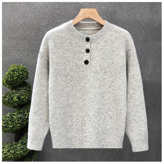 American Retro Knitted Sweater Men's Loose Spring and Autumn High-Grade Round Neck New Warm Solid Color Bottoming Shirt Men