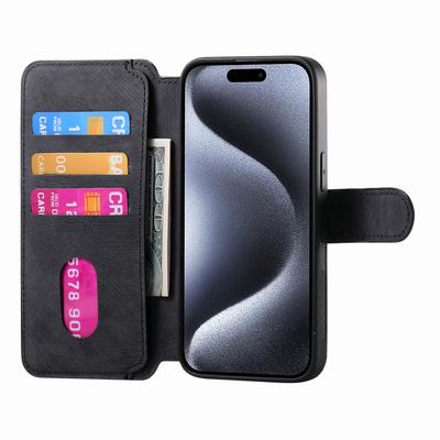 CASENEO MW-03 Für iPhone 15 Pro Max Hülle mit Abnehmbarer Brieftasche Leder+TPU Handyhülle