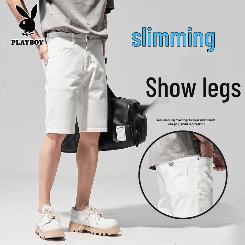 Playboy Men s Casual Knee-Length Denim Shorts 38
