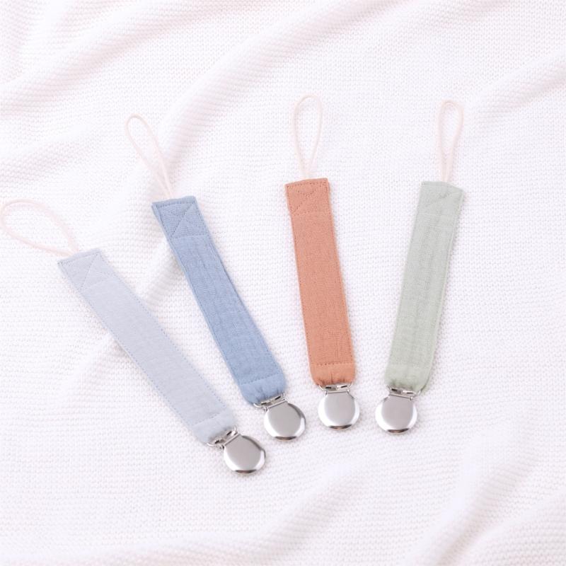 Pack of 4 Colorful Baby Pacifier Chain Baby Teether Clip Cotton & Steel Baby Pacifier Chain Soft & Safe Pacifier Clip