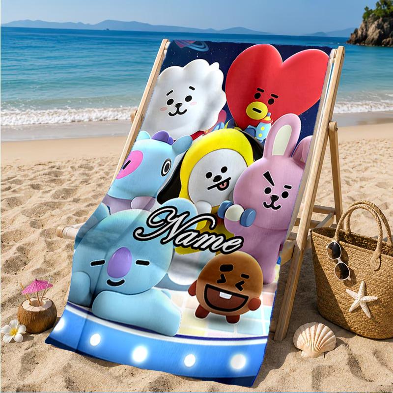 Custom Name K-pop Stars Group Beach Towel Microfiber Beach Towel, Lightweight and Quick-Dry, for Summer Travel, Swimming Pool Gift