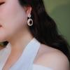 Vintage French Royal Oval Red Cubic Zirconia Double Layer Halo Dangle Drop Earrings Luxury Wedding Women Ear Jewelry
