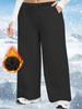 Autumn/Winter Fleece-Lined Plus Size Straight-Leg Casual Pants Loose-Fitting Slimming High-Elasticity Elastic Waistband with Drawstring Casual Pants