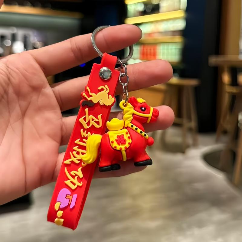 Söt Tecknad Häst Nyckelring Zodiak Häst Berlocker Bilnyckelring Mode Ryggsäck Hänge Dekorationstillbehör Nyårsgåva