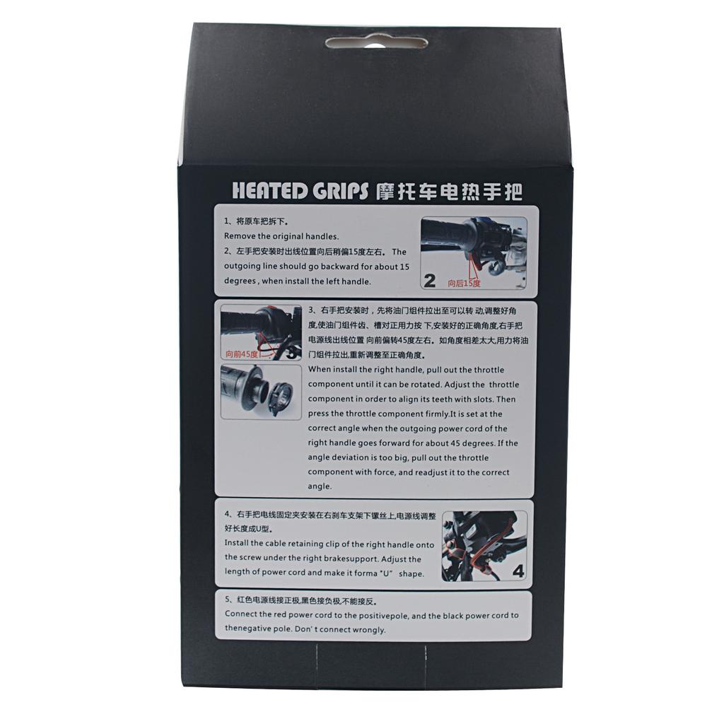 70°C Universal Motorcycle Heated Grips 22mm - Adjustable Temperature Control with Sealed Design