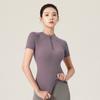 Yoga T-skjorter Zip Gym Topper Kortermet Sømløs Nylon Crop Top Treningsskjorter Hurtigtørkende Dame Sportsklær Dame Løpeskjorte