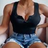 Cross-border 2023 European and American Summer New Amazon Wish Popular Sexy Suspender Solid Color V-neck Small Vest T-shirt Women