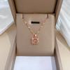 Smart Cat Full Diamond Light Luxury Temperament Gorgeous Full Diamond Necklace Female Versatile Collarbone Chain Titanium Steel Chain