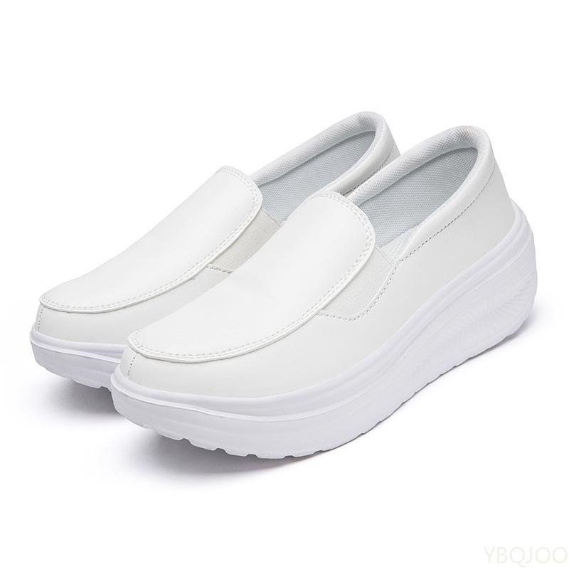 Frühling Herbst neue weiße Damen-Sportschuhe mit dicker Sohle, erhöhter Höhe, schlicht, bequem, vielseitig, Einzelschuh