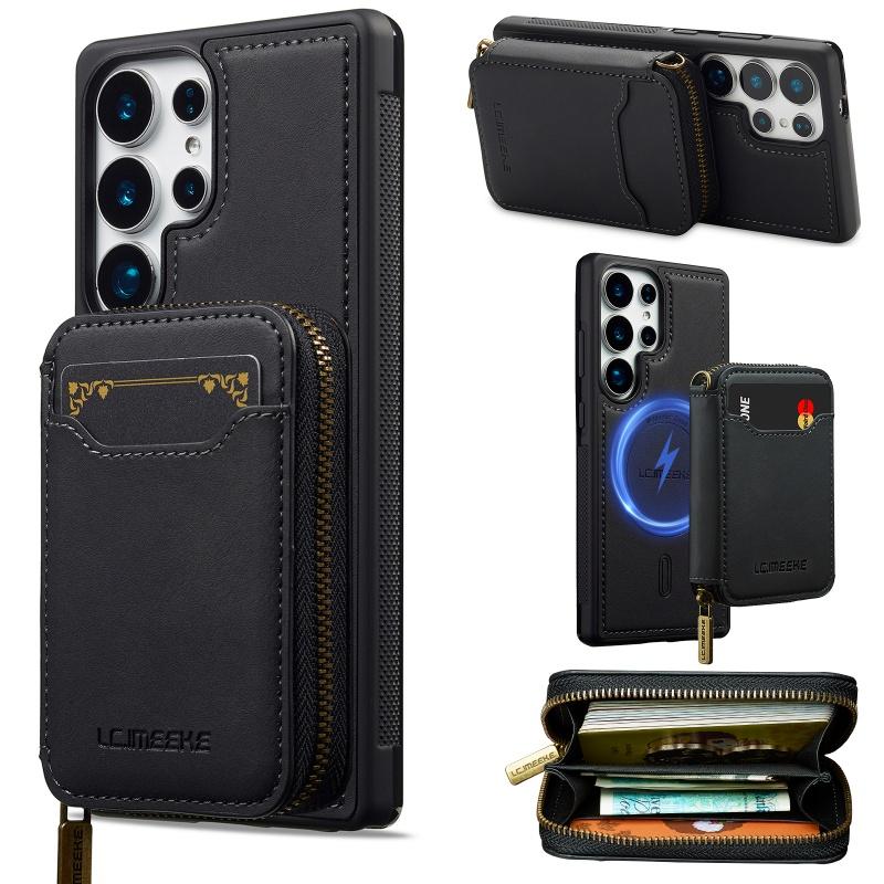 Leather Magsafe Detachable Phone Case for Samsung Galaxy S26 S25 Edge S24 Ultra S23 S22 Plus S21 S20 FE A17 A37 A57 Wallet Cover
