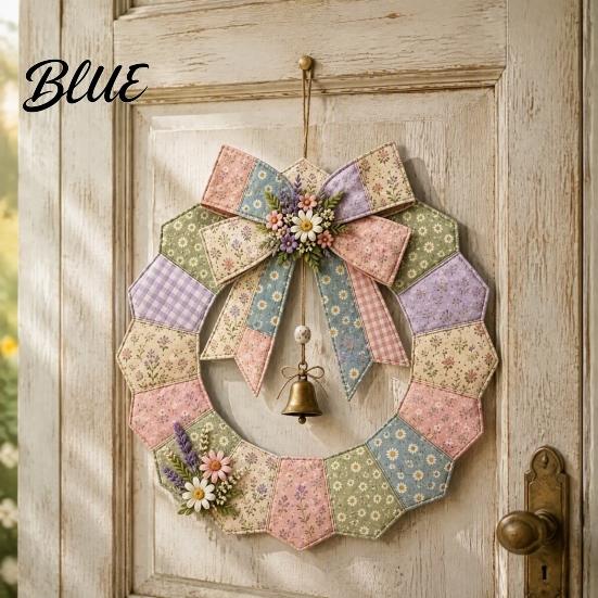 Urlaubs-Willkommenskranz Basteln DIY Patchwork-Girlande Bastelset Retro-Blumenstoff-Set mit Glöckchen Einfaches Set für Anfänger Und Künstliche Blumen,