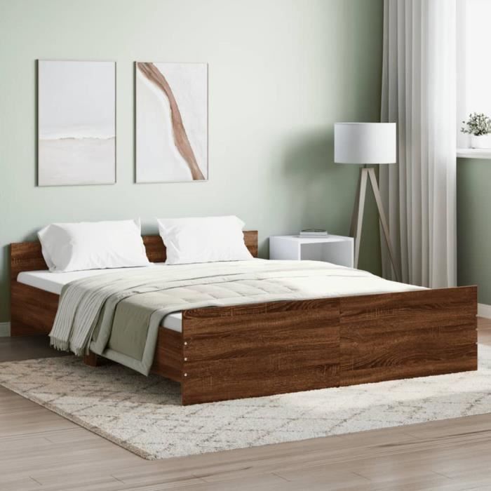 VidaXL Bed Frames Headboard and Footboard Brown Oak 140x200 Cm 3203753