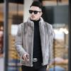 Men's imitation fur winter new imitation mink coat men's hooded imitation mink jacket imitation Rex rabbit hair stand-up collar