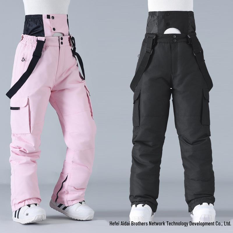 Unisex Winter Ski Pants: Windproof, Waterproof, Thickened, with Suspenders - Perfect for Snowboarding and Skiing.