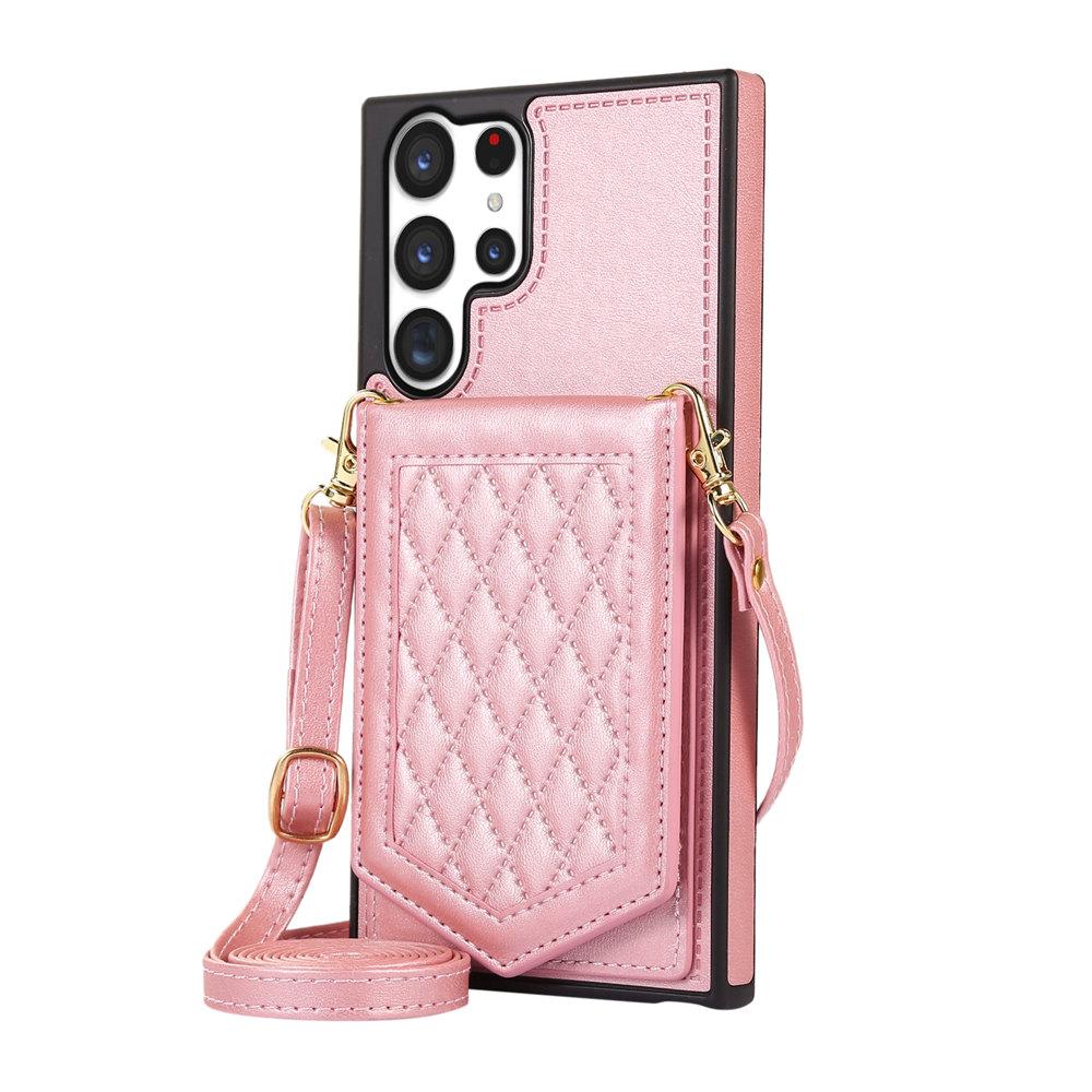 Crossbody Mirror Leather Wallet Case For Samsung Galaxy S24 Ultra S23 Plus S22 S21 S20 Note 20 A13 A14 A54 Cards Phone Cover