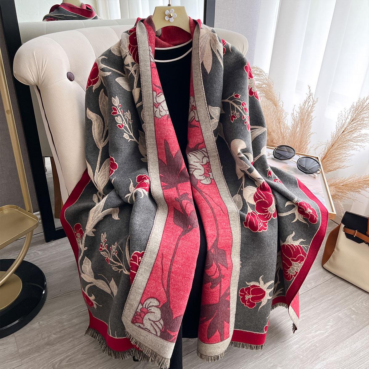 

NEW Brand Women Two-Sided Scarf Imitation Cashmere Soft Warm Pashmina Shawl Winter Outdoor Coldproof Windproof Blanket Scarf рожевий