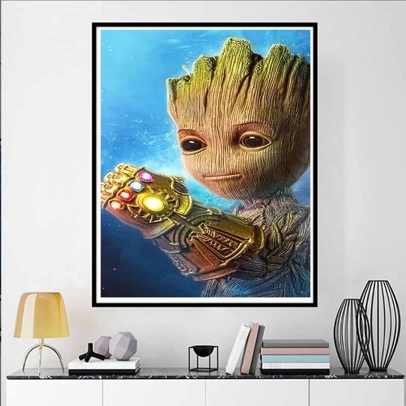 Disney Diamond painted Groot Infinity Gauntlet Creative Fan Art Illustration 5D DIY RhinestoneandDiamondEmbroiderycrossstitchHomeandWeddingDecorations