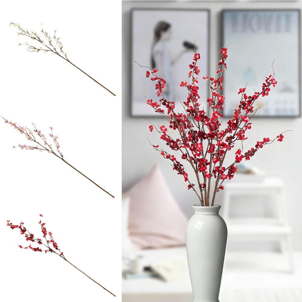 Elegant 39inch Artificial Plum Blossom DIY Long Branch Wintersweet Faux Flower Chinese Style Simulated Plum Blossom Home Decor