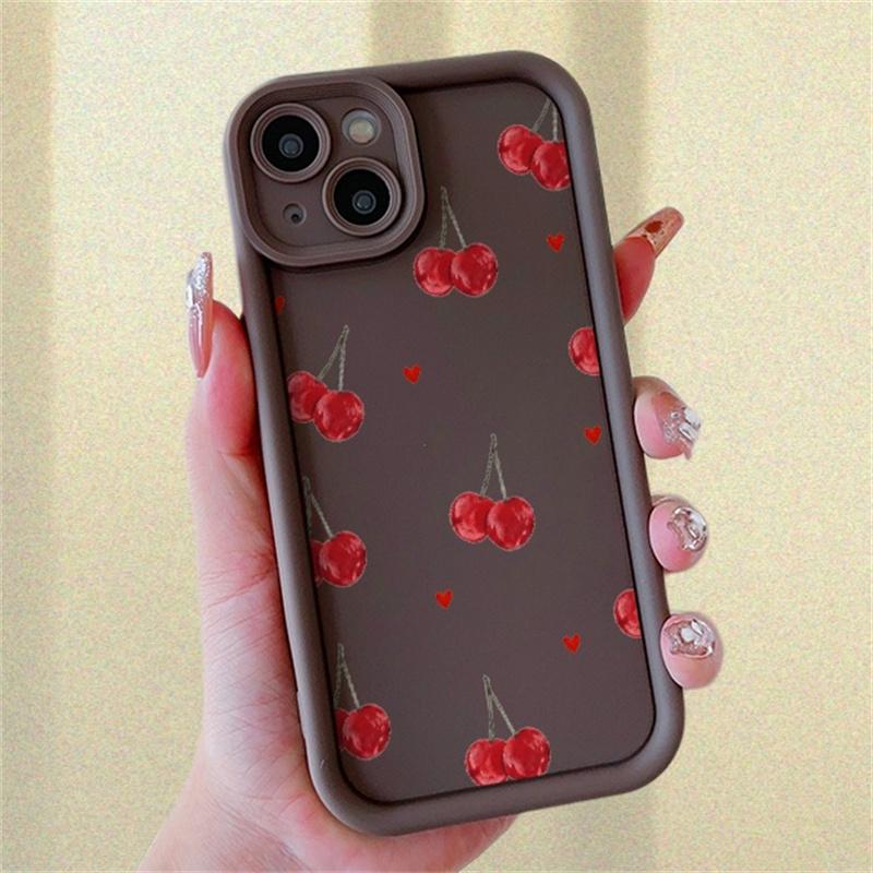 For Samsung Galaxy S22 S23 Plus S21 S20 FE Note 20 Ultra A32 A52 5G A52S A24 A53 A33 A05 A05S Leopard Print Cherry Phone Case