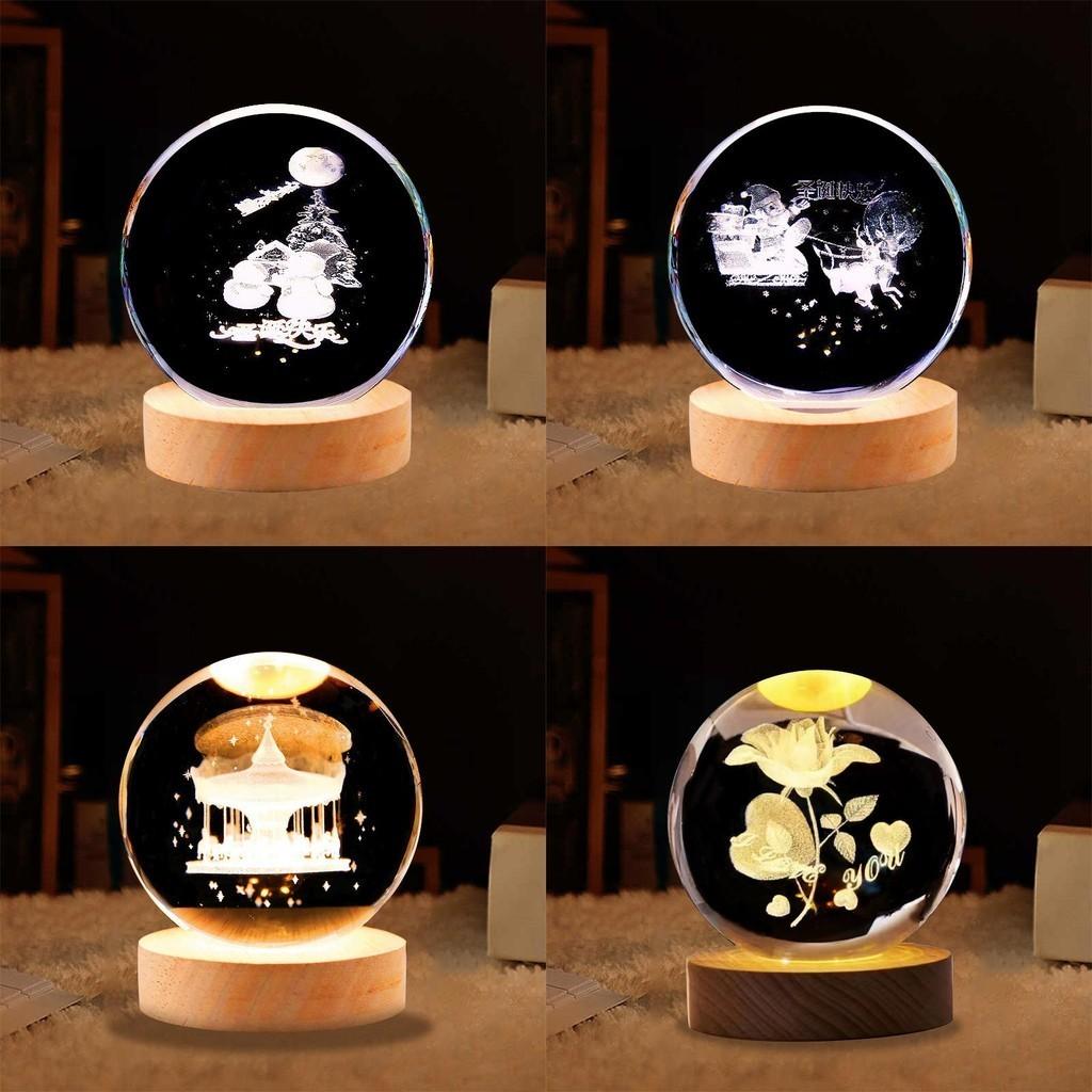 Crystal Ball Night Light With Deer Glass Material Resin Craft Gift Unique Novelty