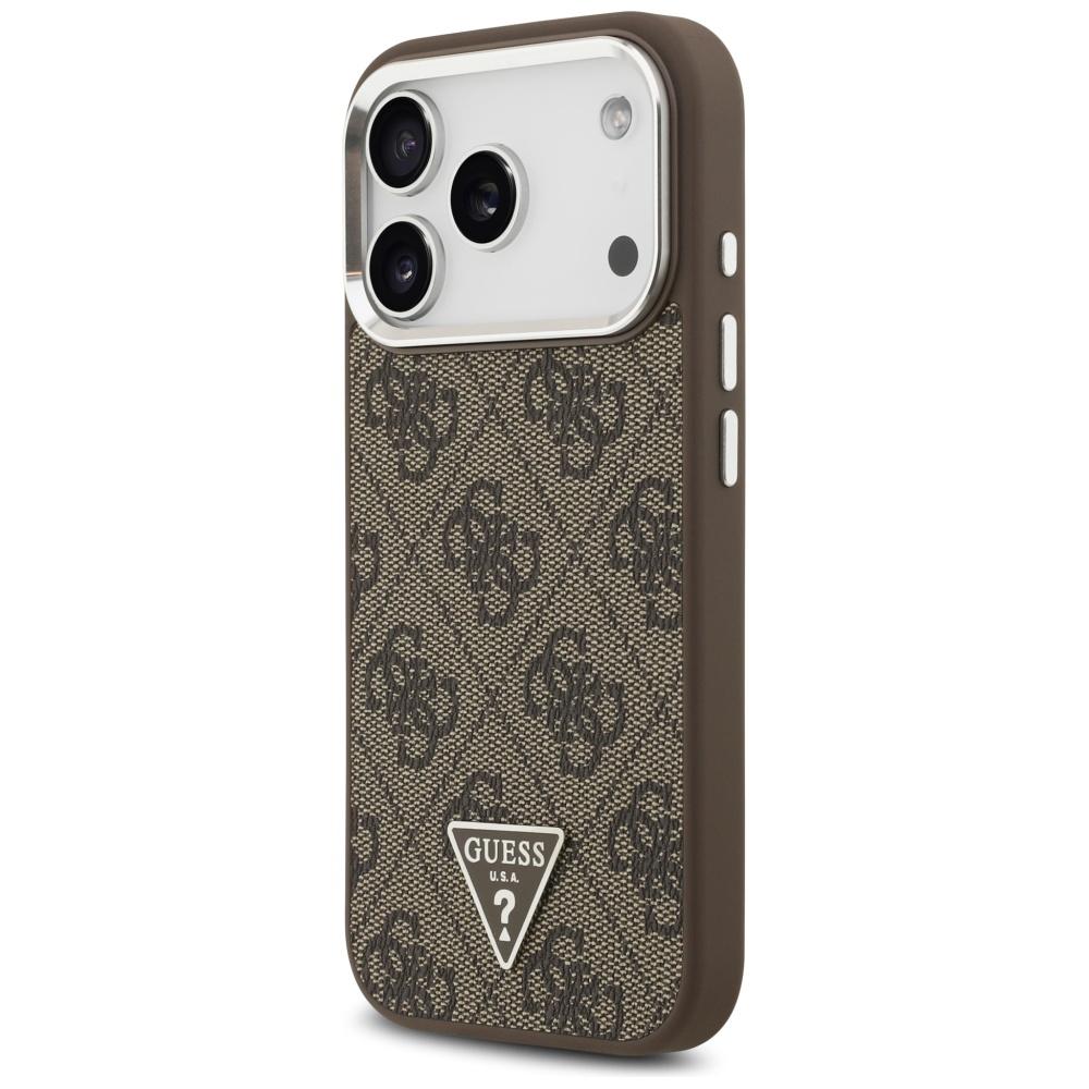 Guess 4G Triangle Logo MagSafe case for iPhone 17 Pro brown silver