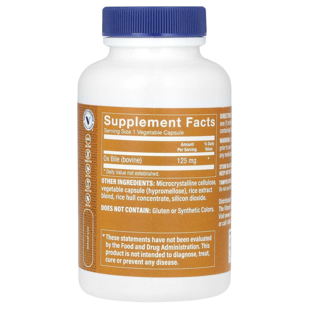 Beef Bile, Veggie Capsules 100 (125Mg per Capsule)