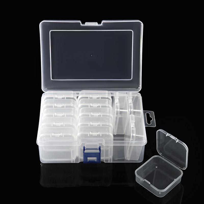 1 Set Diy Pill Seed Beads Jewelry Nail Art Material Organizer Box Transparent Rectangular Plastic Storage Box Jewelry Accessory