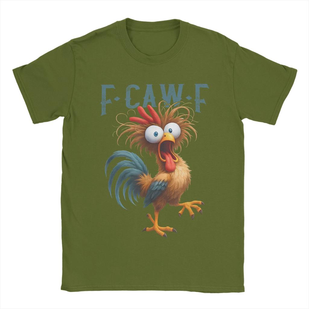 F-Caw-F Funny Chicken Humor Men's T Shirt Quote Rooster Meme Awesome Tee Shirt Short Sleeve Crewneck T-Shirts Cotton Adult Tops