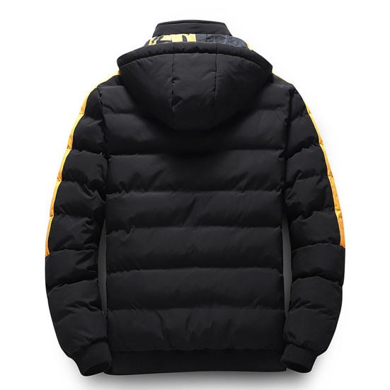 Winter Men Cotton Jacket with Detachable Hood Reversible Zipper Pocket Thickened Windproof Warm Regular Fit Male Casual Cotton Coat Top