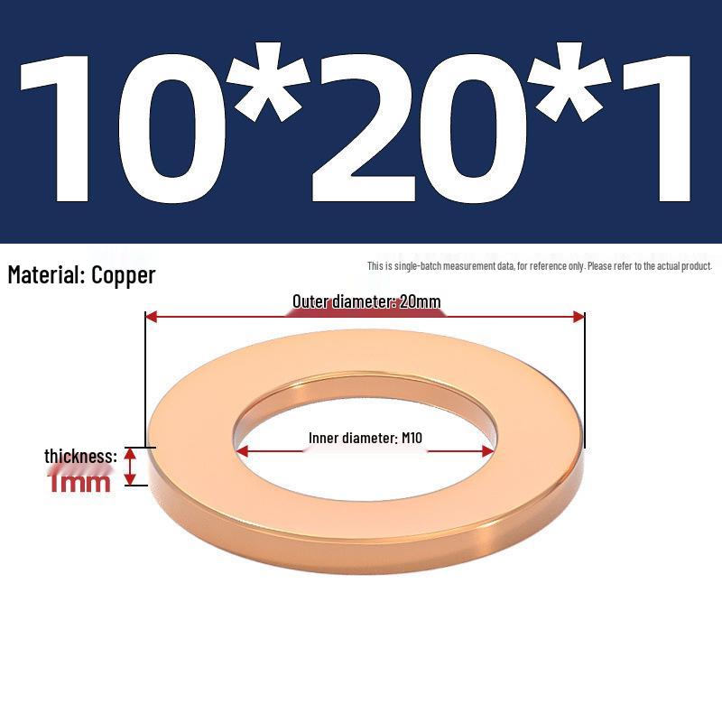 Pure Red Copper Gasket Sealing Ring for Marine Instruments, Metal Flat Washer M3-M60mm