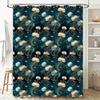 Seashell Jellyfish Blue Shower Curtain Waterproof Fabric Bathroom Decor with Hooks Ocean Life Print Home Decoration Gift for Her