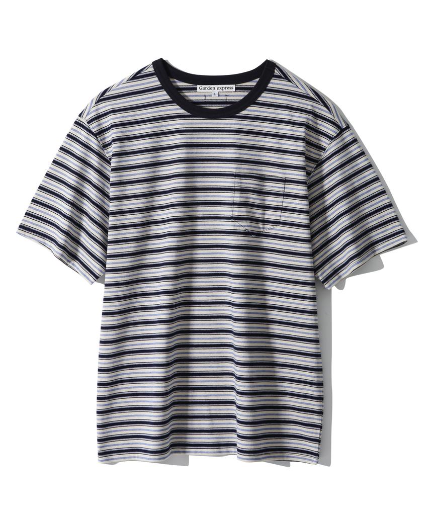 GARDEN EXPRESS Multi Stripe T-Shirt (Navy)