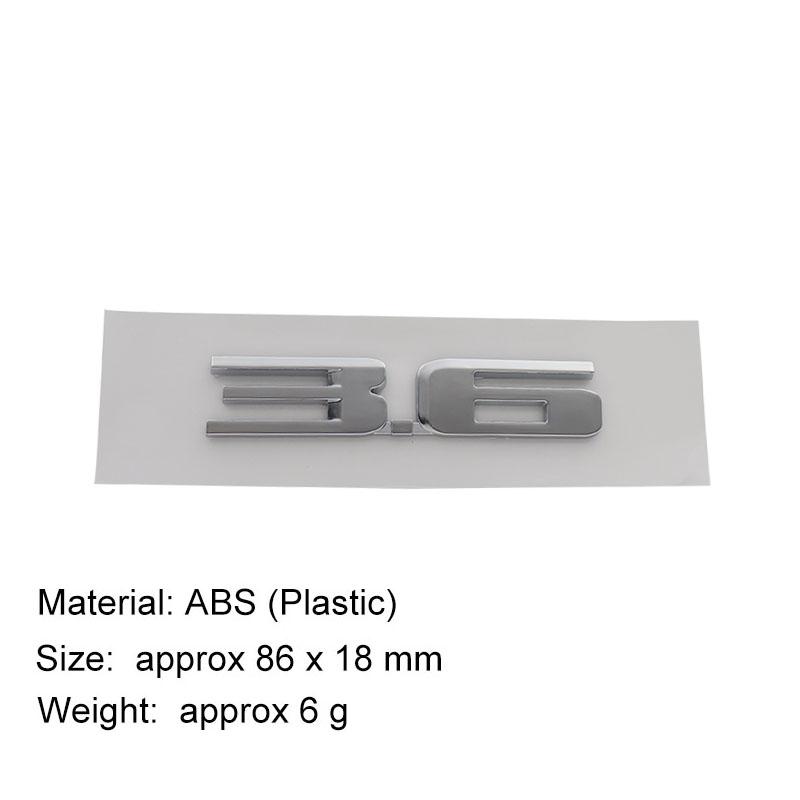 3D Premium ABS 3.6 Letter Sticker Tail Bumper Badge Auto Rear Trunk Emblem Accessories Exterior Decoration