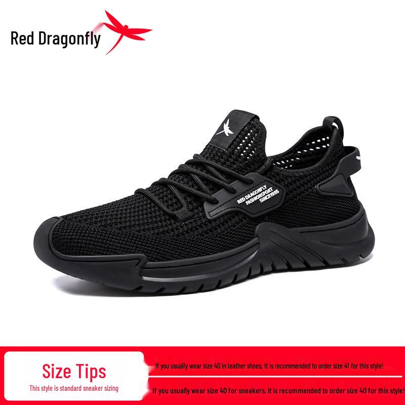 Red Dragonfly Men s Lightweight Breathable Mesh Casual Sneakers - Black 42