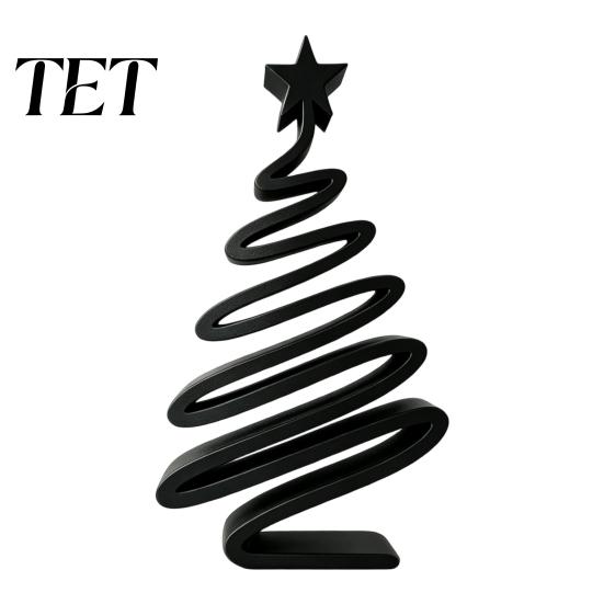 Handcrafted Tree Figurines 3D Printed Minimalist Christmas Desktop Ornament, Modern Holiday Table Living Room Accents Sign for Bedroom Home