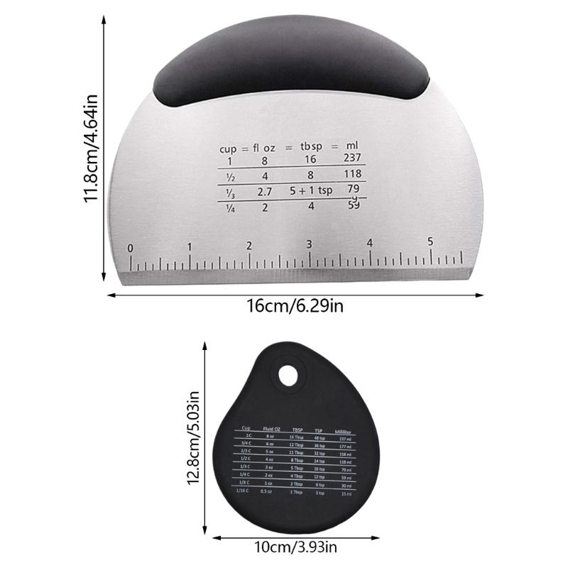 2Pcs Silicone Dough Scraper with Measurement Marks Pizza Cutter Multifunctional Baking Tool for Kneading and Cutting