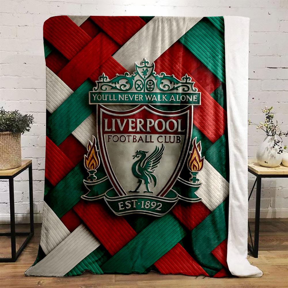 Woven red, green, and white textured pattern with a central crest. for all seasons blanket lunch break throw gift