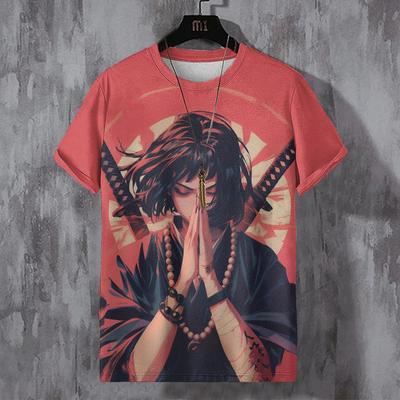 Camiseta japonesa para homens, camiseta gráfica de personagem mecânica, camisetas de manga curta, camisetas estampadas, roupas masculinas grandes para áreas externas, tops