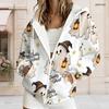 Women Plus Size Zip Up Hoodie Long Sleeve Leopard Football Star Print White Sweatshirt With Pockets