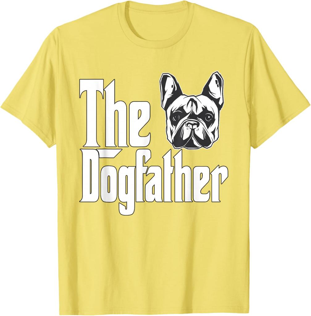 The Dogfather French Bulldog Graphic Tee Mens Casual Breathable Short Sleeve TShirt