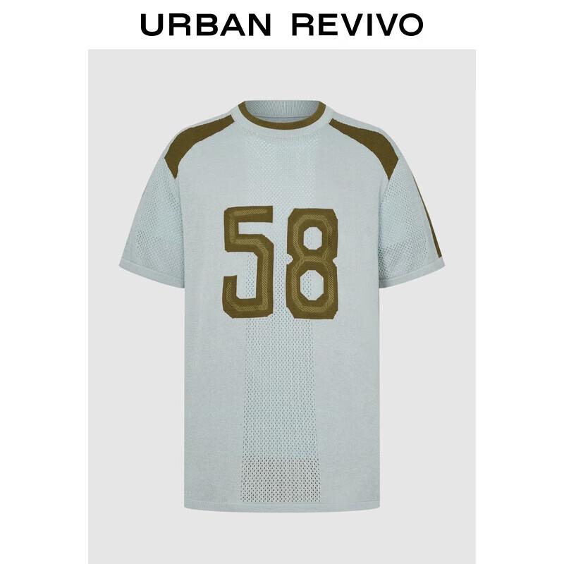 

Мужская трикотажная футболка UR 2025 Осень с цифровой текстурой и ажурной вязкой S