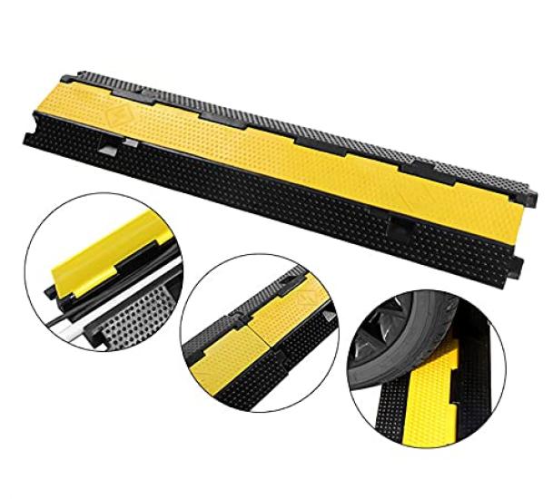 Bimiti 2-Kanal Bodenkabel-Schutz, Kabelabdeckung, Outdoor-Kabelabdeckung, Bodenkabelschutz, Gummi-Elektrokabel-Schlauchschutz,