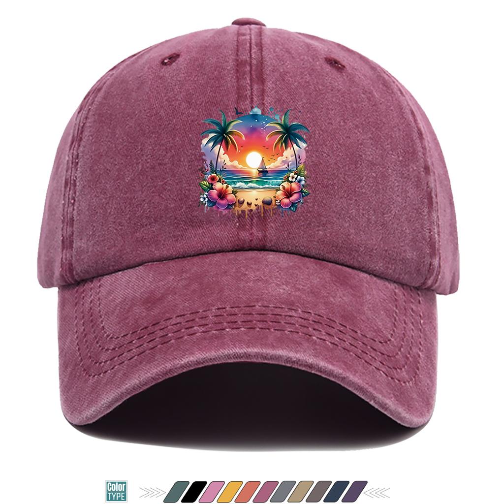 Pc Pcs Tropical Palm Tree Print Baseball Cap with Coconut Tree Adjustable Duckbill Hat Suitable for Beach Outdoor Music Fes