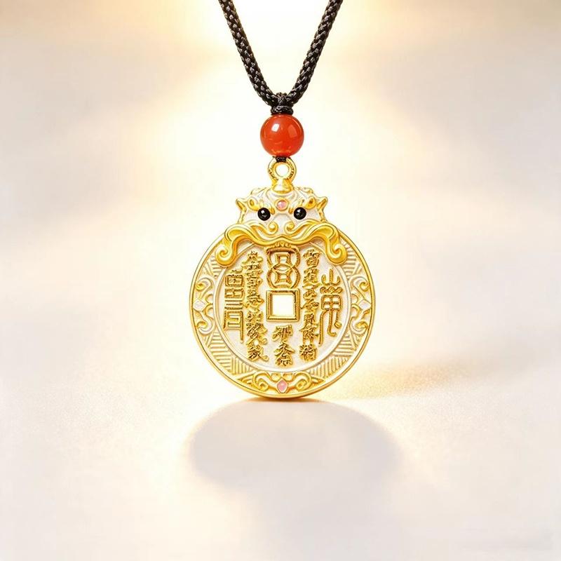 Ethnic Auspicious Gourd Blue Imitation Jade Pendant Necklace Vintage Jewelry For Women Traditional Outfit Accessory Gift